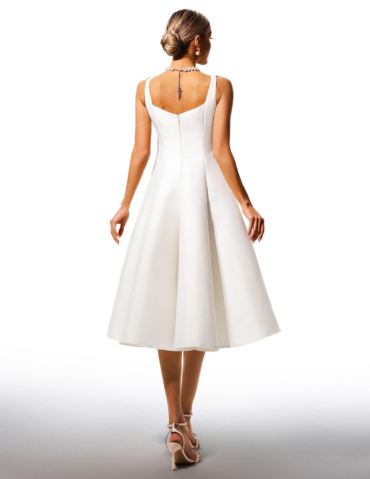 Foto 4 pulgar | Vestido Tsukko Sin Mangas De Verano En A Line Swing Para Mujer, Color Blanco - Venta Internacional.