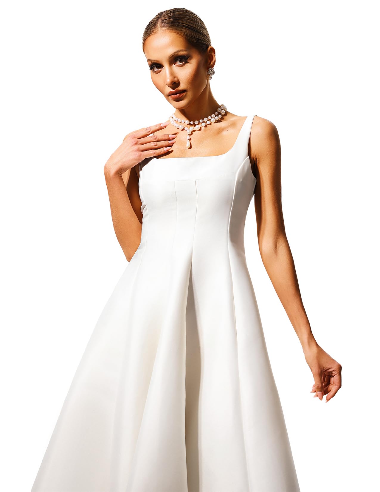 Foto 5 pulgar | Vestido Tsukko Sin Mangas De Verano En A Line Swing Para Mujer, Color Blanco - Venta Internacional.