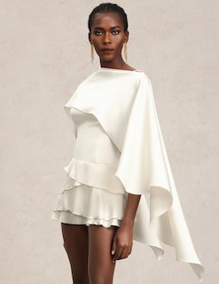 Foto 3 | Vestido Tsukko, Blanco, Sin Mangas, Sin Espalda, Escalonado, Mini Para Mujer - Venta Internacional.
