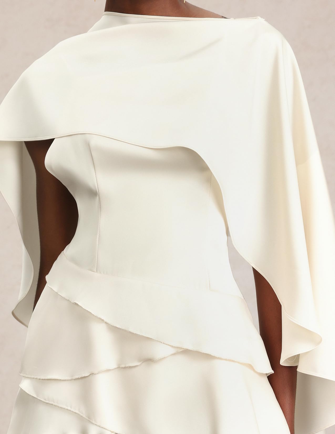 Foto 5 | Vestido Tsukko, Blanco, Sin Mangas, Sin Espalda, Escalonado, Mini Para Mujer - Venta Internacional.