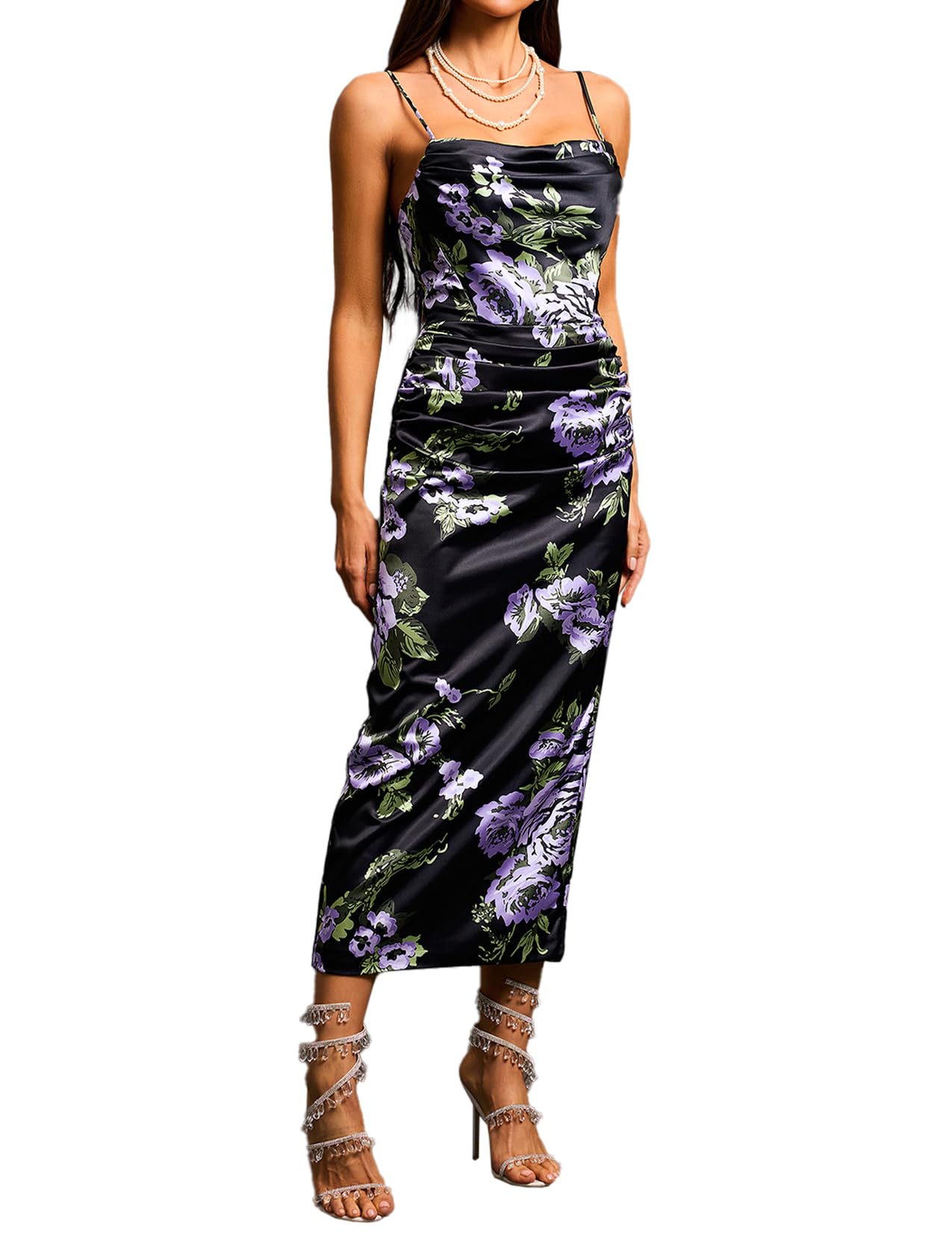 Foto 2 pulgar | Vestido Bella Barnett Con Corsé Midi Morado Con Tirantes Finos Para Mujer - Venta Internacional.