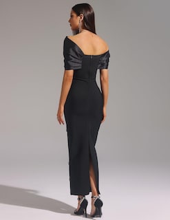 Foto 3 | Vestido De Cóctel Bella Barnett Elegante Negro Con Hombros Descubiertos - Venta Internacional.