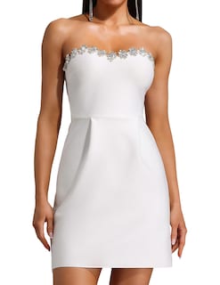 Foto 1 | Vestido Bella Barnett, Atractivo Miniajustado Blanco Sin Tirantes - Venta Internacional.