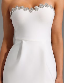 Foto 5 | Vestido Bella Barnett, Atractivo Miniajustado Blanco Sin Tirantes - Venta Internacional.