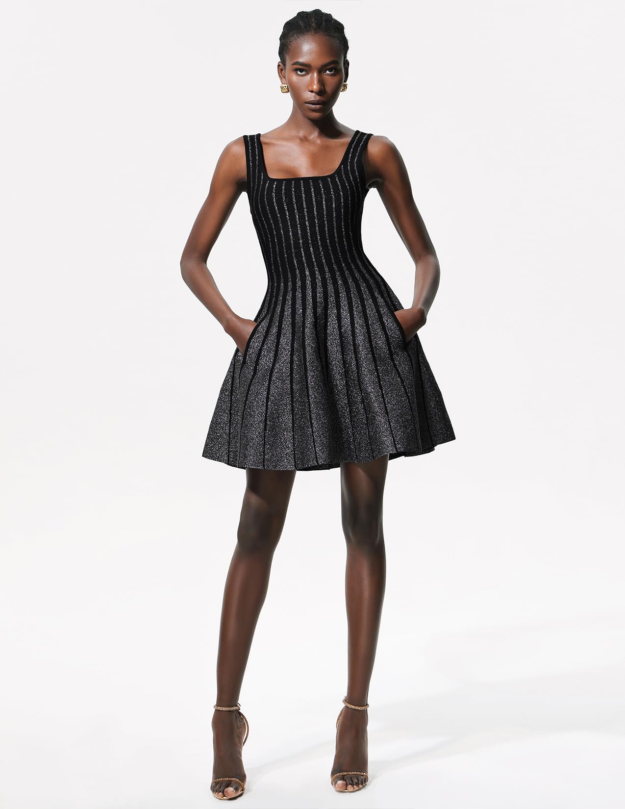 Foto 3 pulgar | Vestido Formal, Elegante Minivestido Negro Con Volantes Y Tiras De Tsukko - Venta Internacional.