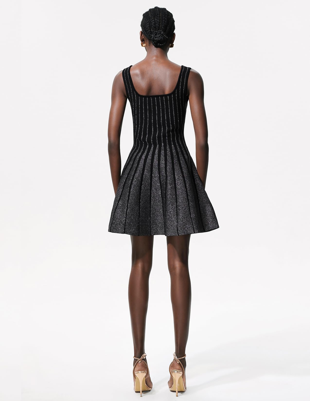 Foto 5 pulgar | Vestido Formal, Elegante Minivestido Negro Con Volantes Y Tiras De Tsukko - Venta Internacional.