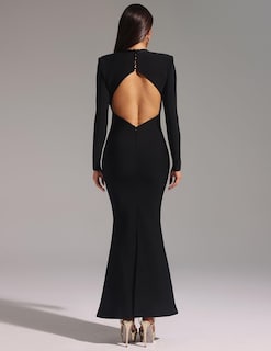 Foto 3 | Vestido Bella Barnett Con Abertura Larga Sin Mangas En Forma De Diamante Negro - Venta Internacional.