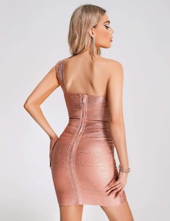 Foto 5 | Vestido De Cóctel Bella Barnett Metallic Mini Bodycon Para Mujer - Venta Internacional.