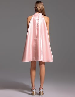 Foto 4 | Vestido Bella Barnett Dreamy Halter Rosa Con Cristales Florales Satinados - Venta Internacional.