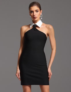 Foto 2 | Vestido Bella Barnett Distintive White Cuello Halter Black - Venta Internacional.