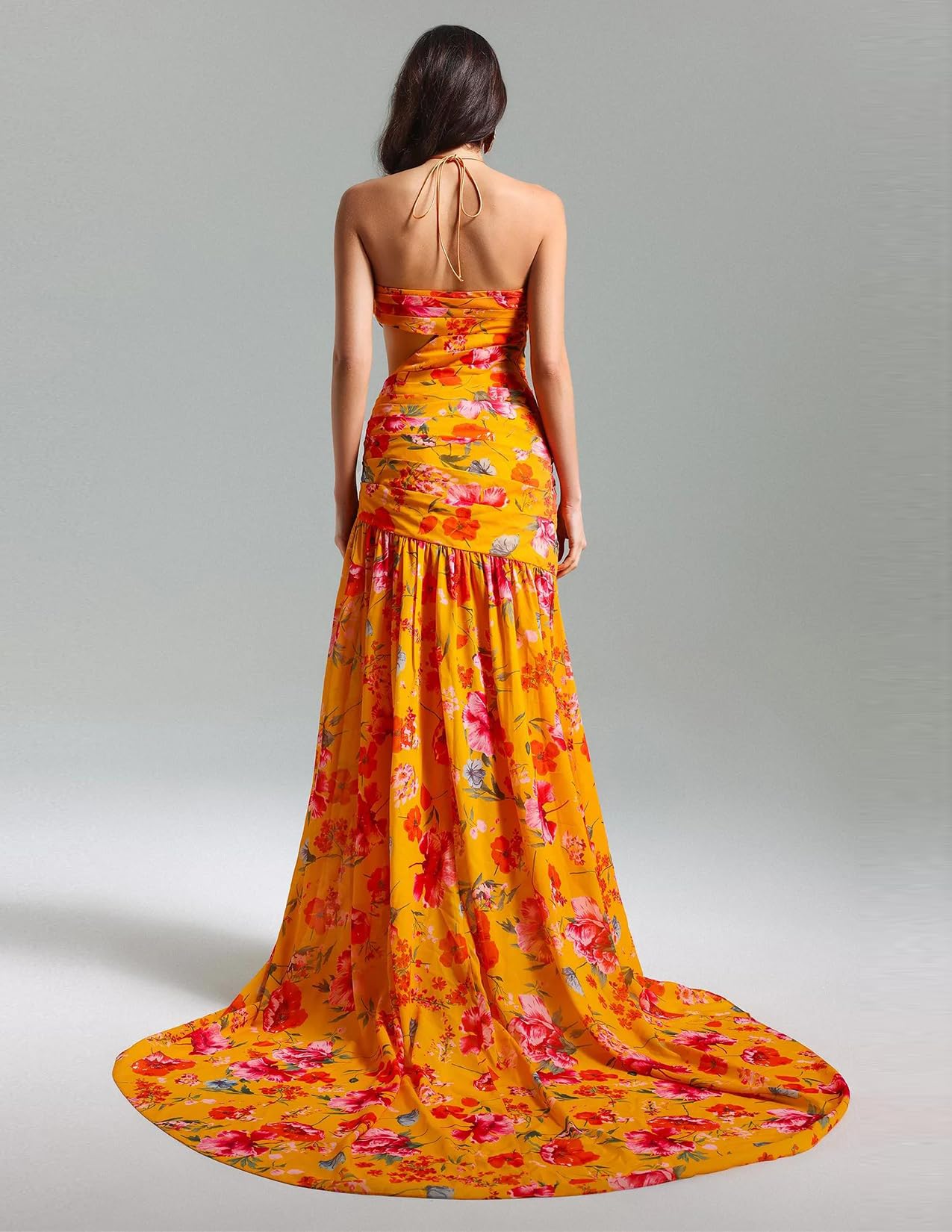 Foto 4 pulgar | Vestido Bodycon Sin Tirantes Con Estampado Floral Tropical De Bella Barnett, Naranja - Venta Internacional.