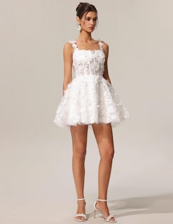 Foto 3 | Vestido Tsukko Con Flores Blancas, Encaje Y Tirantes Finos Para Mujer - Venta Internacional.
