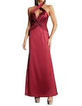 Vestido Bella Barnett Halter Satén Plisado Cocktail Rojo Para Mujer - Venta Internacional.
