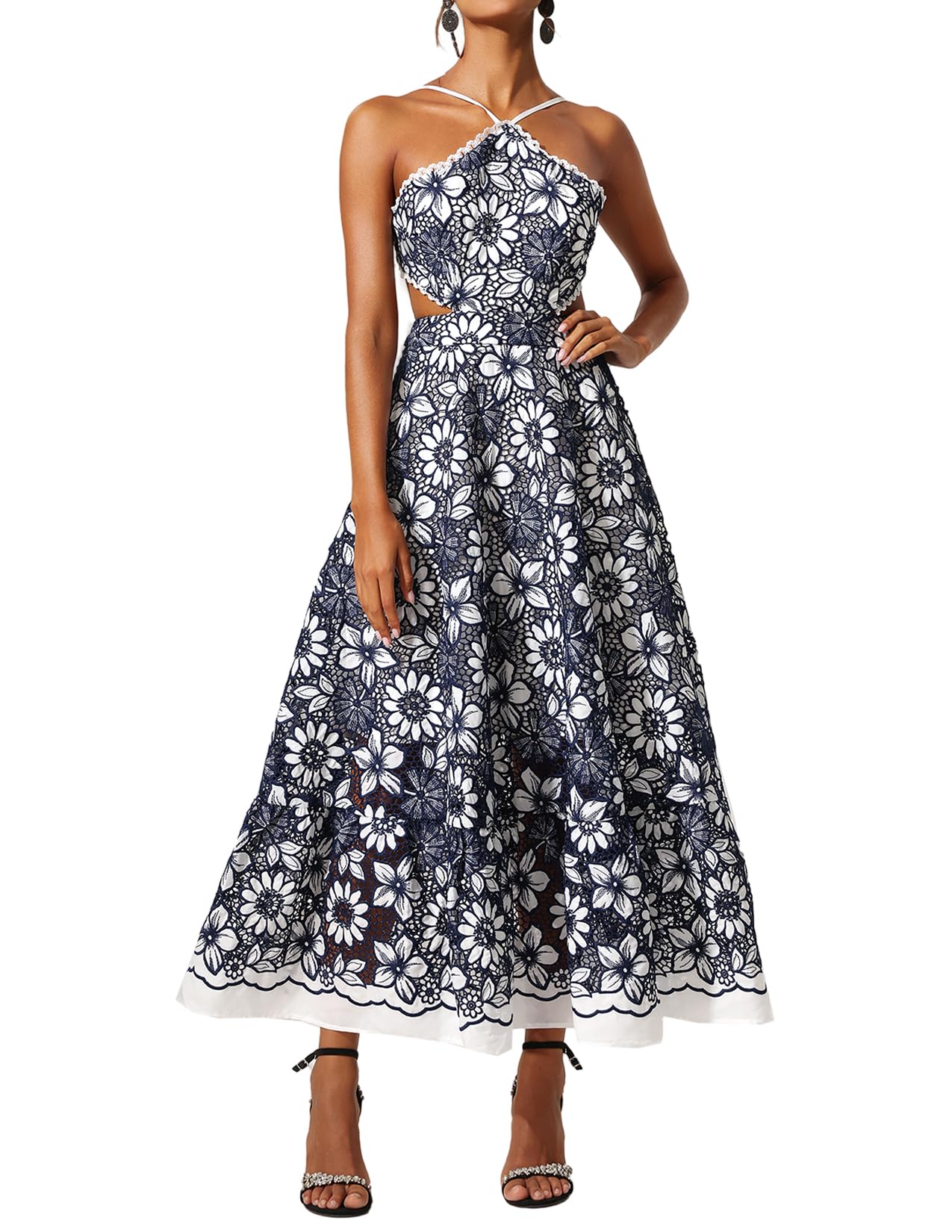 Foto 1 | Vestido Tsukko Sofisticado En Forma De A Con Estampado Floral, Espalda Abierta, Multicolor - Venta Internacional.