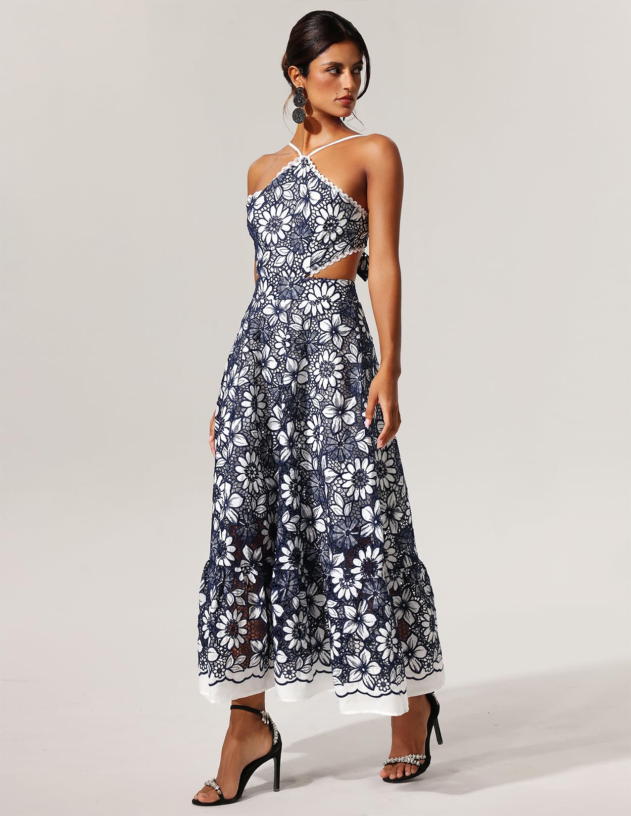 Foto 2 | Vestido Tsukko Sofisticado En Forma De A Con Estampado Floral, Espalda Abierta, Multicolor - Venta Internacional.