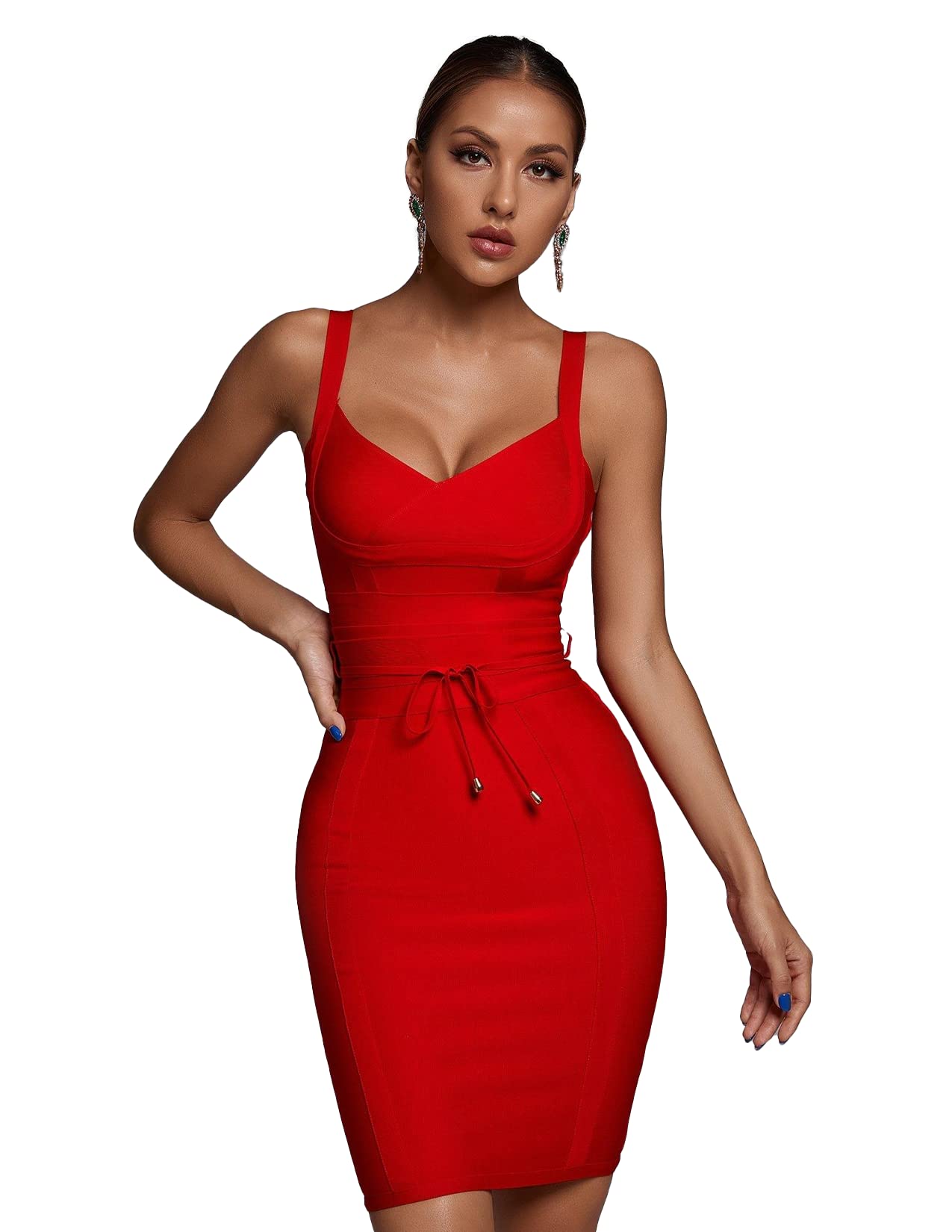 Foto 1 | Vestido Bella Barnett, Sexy, Vendaje, Corsé, Cuello En V, Rojo - Venta Internacional.