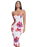 Vestido Midi Bella Barnett Para Noche, Elegante, Ajustado Con Aberturas, Blanco - Venta Internacional.