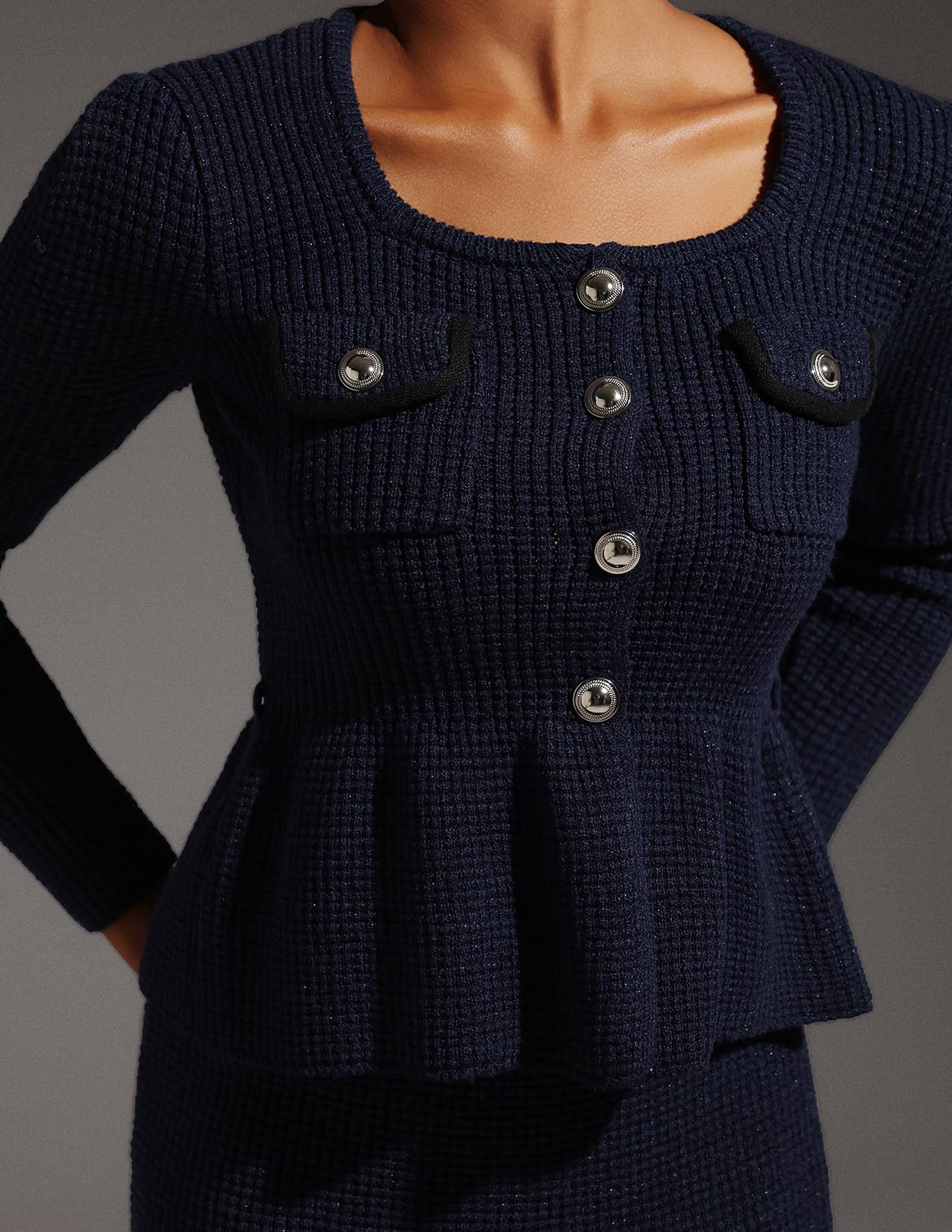 Foto 5 | Vestido Bella Barnett Maxi Azul De Manga Larga De Tweed Para Mujer - Venta Internacional.