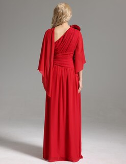 Foto 3 | Vestido De Chifón Bella Barnett Flower Con Un Hombro Rojo Para Mujer - Venta Internacional.