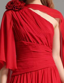 Foto 4 | Vestido De Chifón Bella Barnett Flower Con Un Hombro Rojo Para Mujer - Venta Internacional.