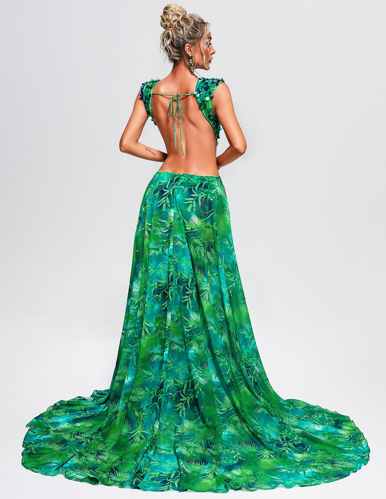 Foto 5 pulgar | Vestido Bella Barnett Romántico Maxi Beach Green Chifon Para Mujer - Venta Internacional.