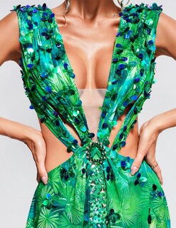 Foto 5 | Vestido Bella Barnett Romántico Maxi Beach Green Chifon Para Mujer - Venta Internacional.