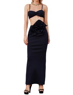 Foto 1 | Vestido Bella Barnett Con Corsé Negro Recortado 6d Flower Bodycon - Venta Internacional.