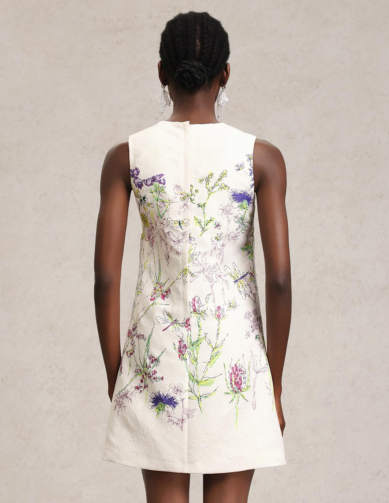 Foto 4 | Vestido Tsukko Delicado Beige Bordado Floral Sin Mangas - Venta Internacional.