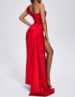 Foto 3 | Vestido Largo Bella Barnett Diamomate Con Corsé Rojo Satinado Para Mujer - Venta Internacional.