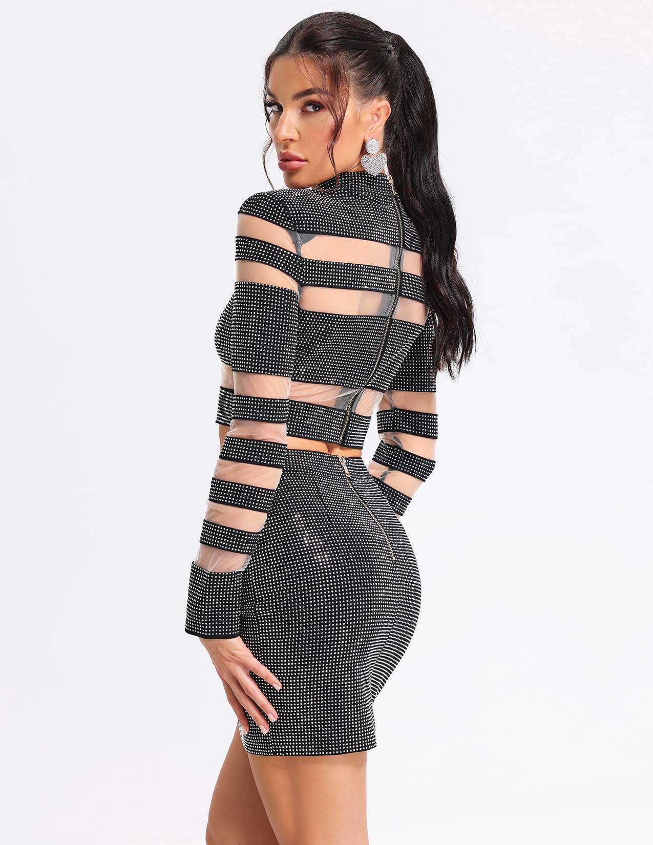 Foto 4 | Conjunto De Faldas De Dos Piezas Bella Barnett Rhinestone Para Mujer - Venta Internacional.