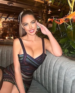 Foto 4 | Vestido Ajustado Bella Barnett Con Vendaje Arcoíris Y Tirantes Finos - Venta Internacional.