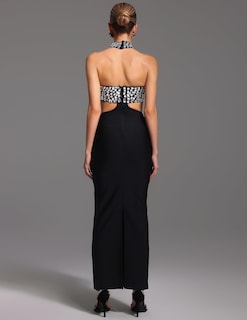Foto 3 | Vestido Bella Barnett Opulent Halter Adornado Con Escote Negro - Venta Internacional.