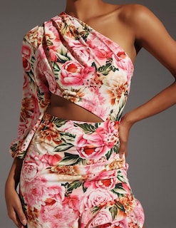 Foto 5 | Vestido Romántico De Boda Tsukko Con Estampado Floral De Un Solo Hombro - Venta Internacional.