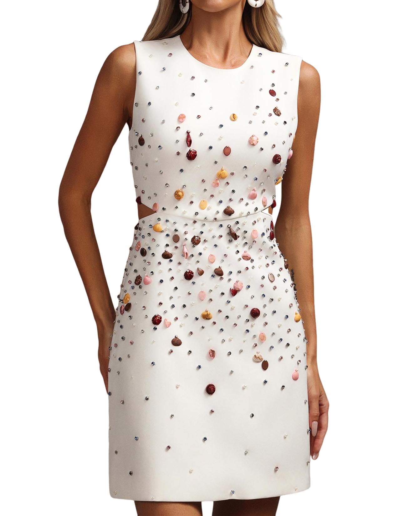 Foto 1 | Vestido Ajustado Sin Mangas Con Forma De Caracola De Diamantes Coloridos De Tsukko - Venta Internacional.