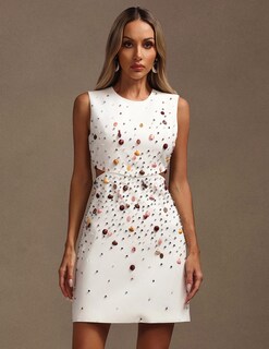 Foto 2 | Vestido Ajustado Sin Mangas Con Forma De Caracola De Diamantes Coloridos De Tsukko - Venta Internacional.