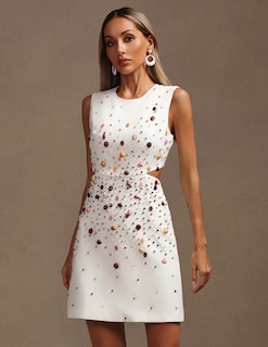 Foto 3 | Vestido Ajustado Sin Mangas Con Forma De Caracola De Diamantes Coloridos De Tsukko - Venta Internacional.