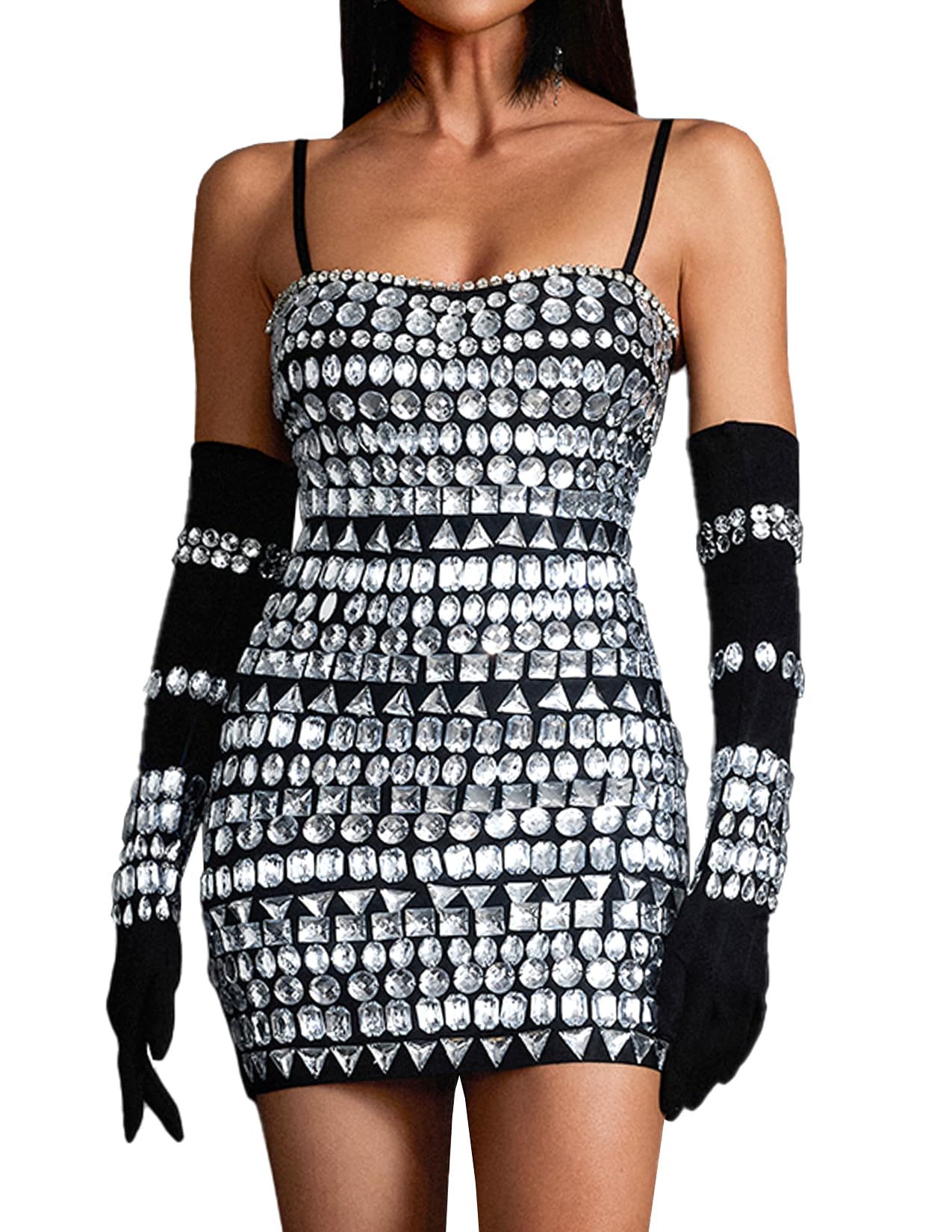 Foto 2 pulgar | Vestido Bella Barnett Con Vendaje Negro Con Diamantes De Imitación En Forma De Minivendaje - Venta Internacional.
