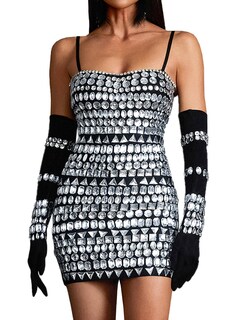 Foto 1 | Vestido Bella Barnett Con Vendaje Negro Con Diamantes De Imitación En Forma De Minivendaje - Venta Internacional.