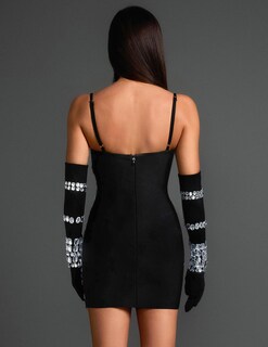 Foto 2 | Vestido Bella Barnett Con Vendaje Negro Con Diamantes De Imitación En Forma De Minivendaje - Venta Internacional.