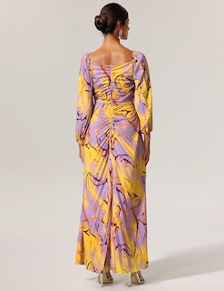Foto 3 | Vestido Largo Con Estampado Floral De Diamantes Y Hombros Descubiertos De Tsukko - Venta Internacional.