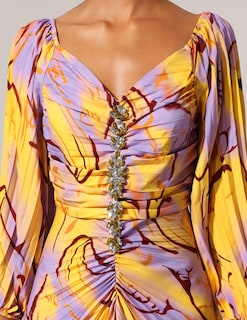 Foto 5 | Vestido Largo Con Estampado Floral De Diamantes Y Hombros Descubiertos De Tsukko - Venta Internacional.