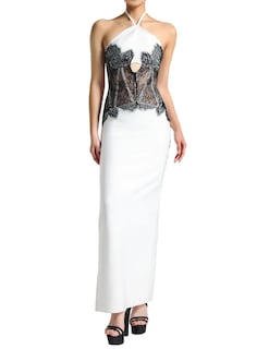 Foto 1 | Vestido Bella Barnett De Encaje Blanco Con Vendaje De Malla Recortada Para Mujer - Venta Internacional.