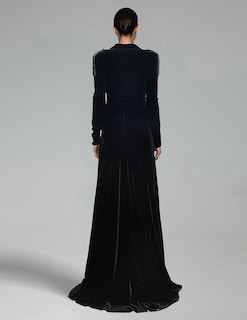 Foto 3 | Vestido Bella Barnett De Terciopelo Negro De Manga Larga Para Mujer - Venta Internacional.