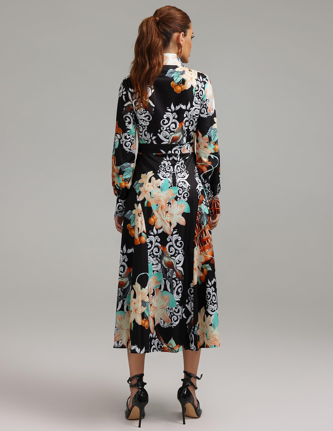Foto 4 | Vestido Bella Barnett Estampado Con Cuello Alto Y Manga Larga Con Estampado Floral - Venta Internacional.