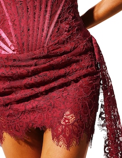 Foto 5 | Vestido Bella Barnett Mini De Encaje Serpentino Sin Mangas En Rojo Oscuro - Venta Internacional.
