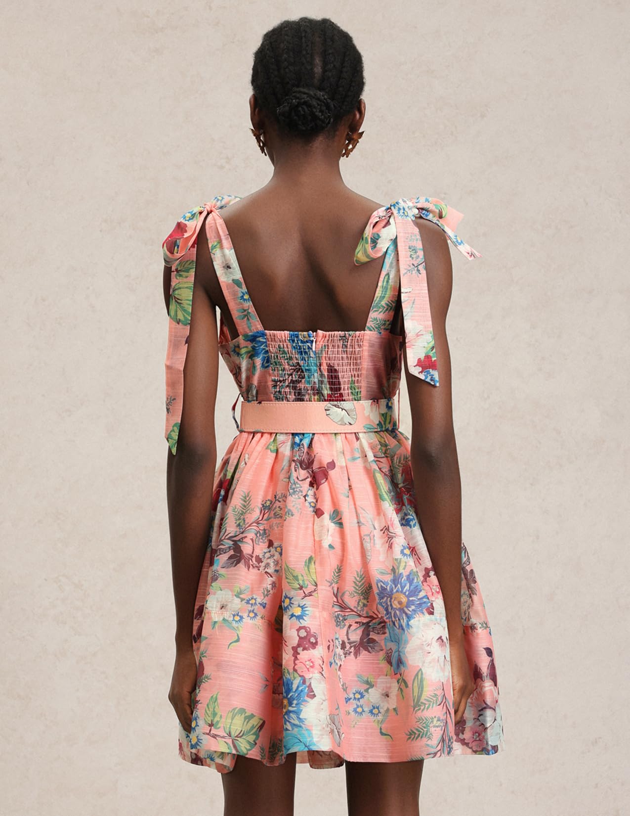 Foto 5 pulgar | Vestido Tsukko Rosa Con Tirantes Finos, Corsé Con Estampado Floral, Mini - Venta Internacional.