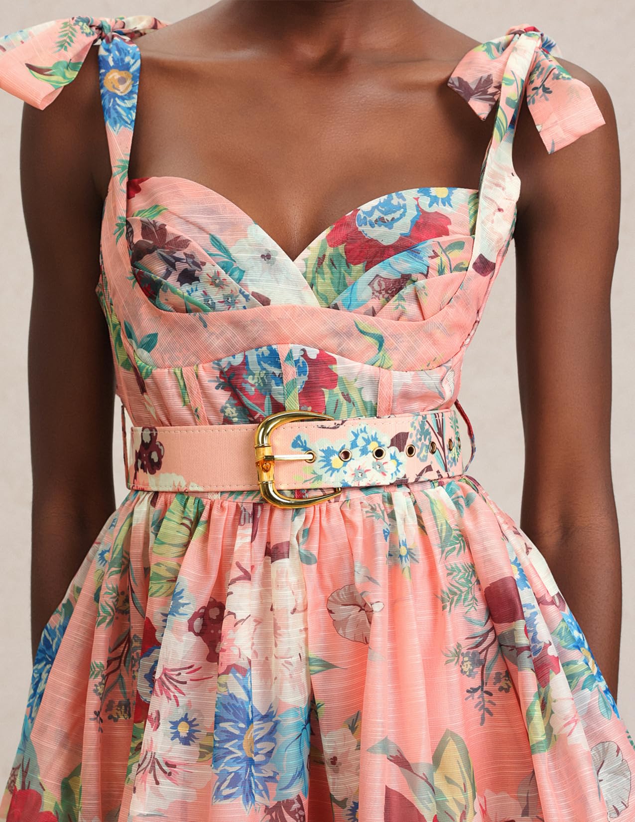 Foto 6 pulgar | Vestido Tsukko Rosa Con Tirantes Finos, Corsé Con Estampado Floral, Mini - Venta Internacional.