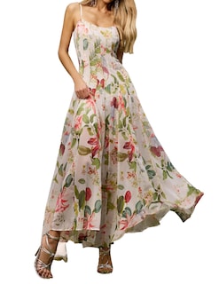 Foto 1 | Vestido Bella Barnett, Atractivos Tirantes Finos, Plisados Y Florales - Venta Internacional.