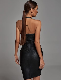 Foto 3 | Vestido De Noche Bella Barnett Halter Bodycon Sin Espalda Negro - Venta Internacional.