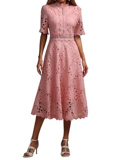 Foto 1 | Vestido Tsukko De Encaje Rosa Con Mangas Largas Con Volantes Para Mujer - Venta Internacional.